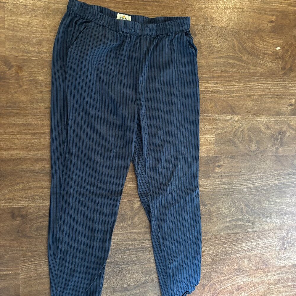Marine Layer Allison Pant Blue with Black Stripe Large